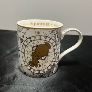 Aquarius Zodiac Mug with Gold Accents